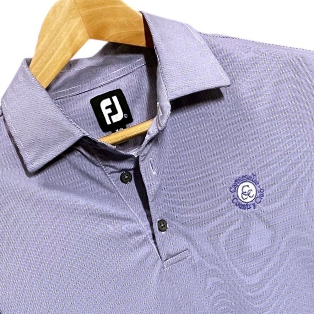 FootJoy Mens Lavender Micro Stripe Golf Polo Cartersville‎ Country Club Large FJ